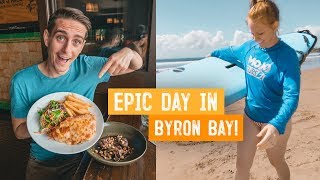 Trying Australia's MOST POPULAR PUB FOOD! + Learning to Surf 🏄♂️ | Wild Kiwi Tours | Byron Bay