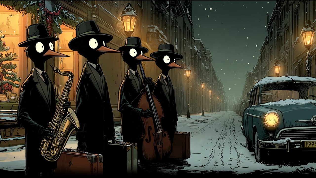 Пингвины играют сквозь снег и тишину — Расслабляющий джаз для спокойной концентрации и работы