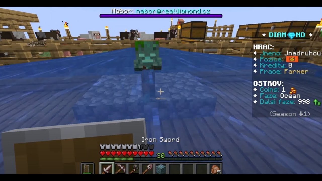 Minecraft One Block - server DIAMOND part #4 stavění farmy a fáze Ocean ...