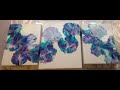 #85- Blue &amp; Purple Dutch Pour **Awesome contrast &amp; Cells** Triptych set (set of 3)