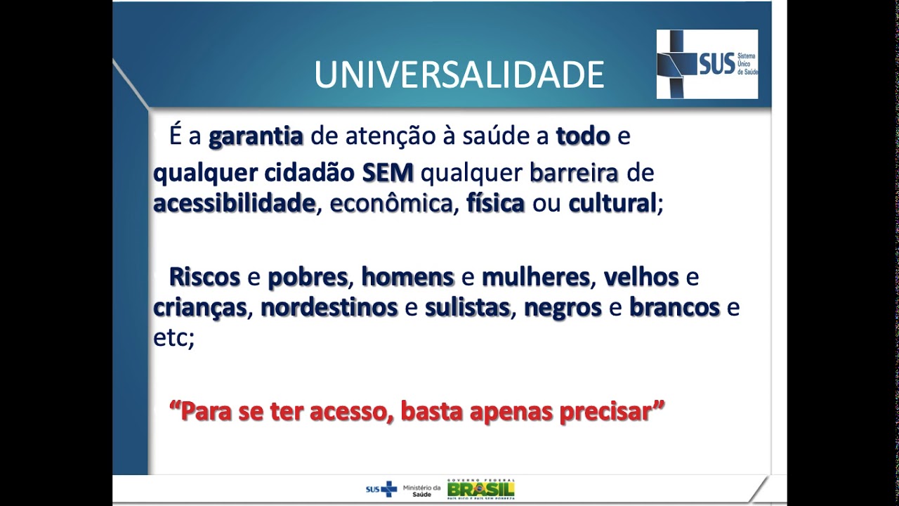 Quais Os Principios Do Sus Define Cada Um Deles