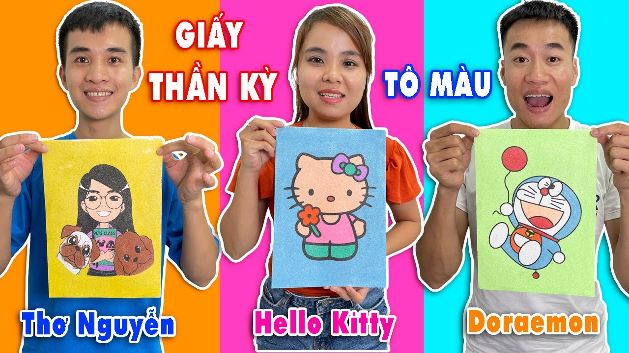 Cuộc Thi Tô Màu Tranh Cát Doraemon, Thơ Nguyễn, Hello Kitty Bằng Giấy Thần  Kỳ - Youtube