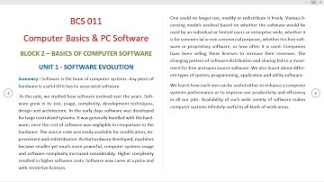 BCS 011 Block 2 Computer Basics & PC Software - Notes & Important Questions with Answers