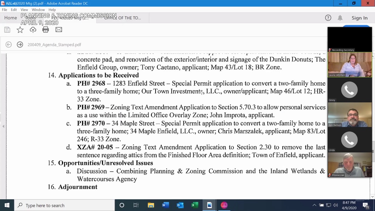 Enfield, CT Planning & Zoning Commission April 9, 2020 YouTube