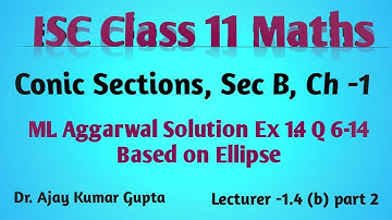 "ISC Class 11 Maths: ML Aggarwal Solutions Ex 1.4 (Q.6-14) | Ellipse | sec B | conic section |