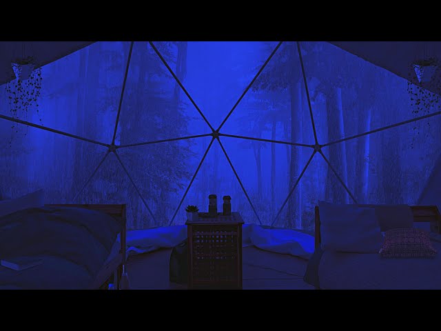 12 Hours of Extreme Rain and Thunder on a Dome Deep in the Forest-Sleep Immediately with Rain Sounds class=