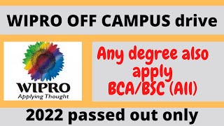 WIPRO off campus drive 2022- Any degree-Apply Now