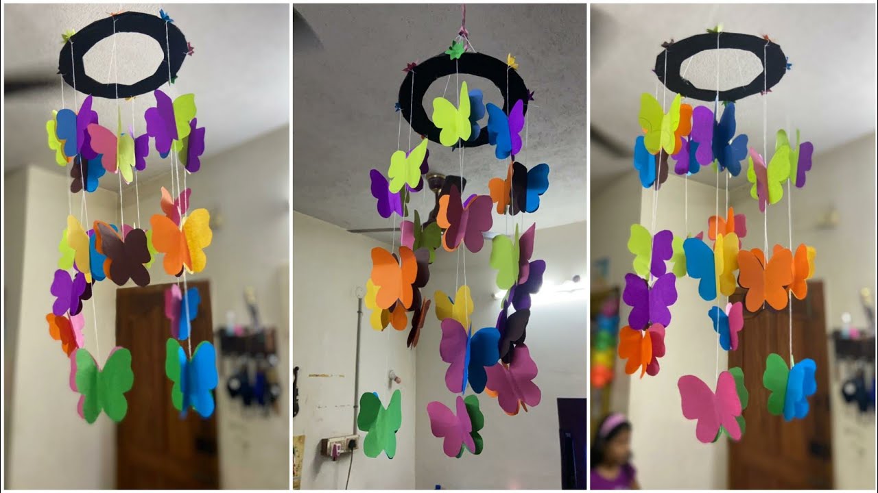 DIYWind chime/How to make butterfly wind chime out of paper/ Butterfly
