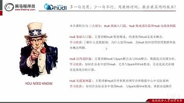 黑马程序员大数据数据湖架构Hudi视频教程，从Apache Hudi基础到项目实战（涵盖HDFS+Spark+Flink+Hive等知识点结合）