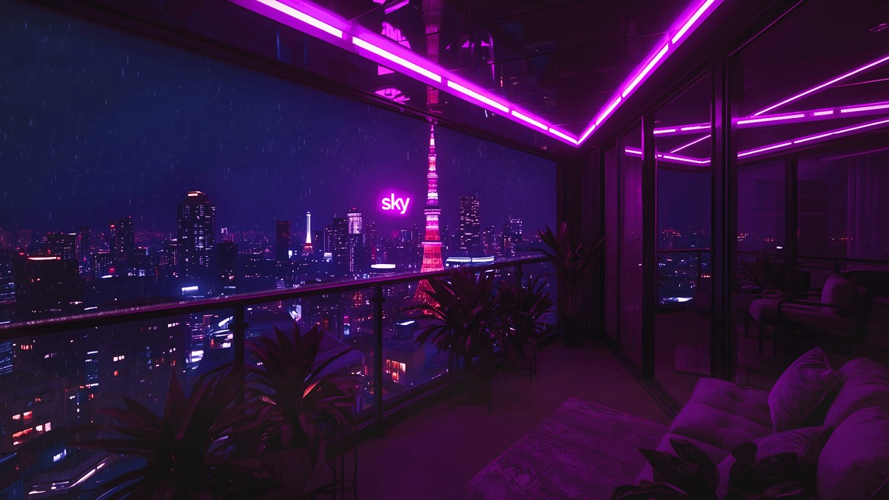 Shibuya After Midnight – Lofi Rain on a Neon Balcony | Deep Focus Study Session | 4K