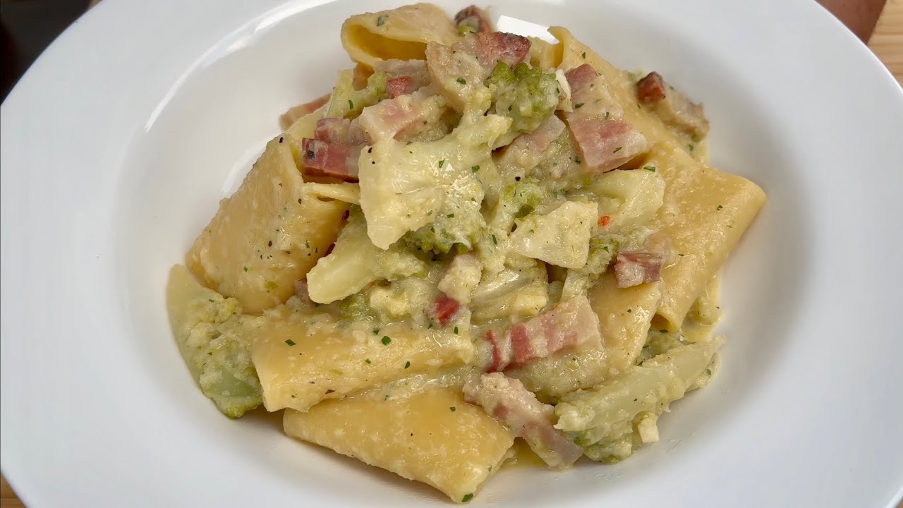Paccheri con Broccolo Romano Pancetta e Pecorino!