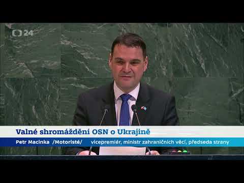 Ministr zahraničí Petr Macinka na mimořádném Valném shromáždění OSN