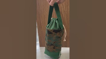 Túi vải bố đựng ly giữ nhiệt Xanh lá Camo có khóa kéo bằng dây rút, đi kèm quai xách tiện lợi