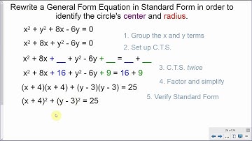Graphing Circles - General Form to Standard Form