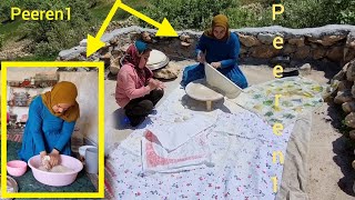 Cooking the best and thinnest bread in the world by a nomadic woman and her daughter 2024