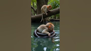 Baby Monkey Struggles as Snake Squeezes Tight—Mother Watches Helplessly! #wildliferescue