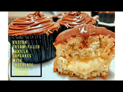 Boston Cream Cupcakes | Boston Cupcakes Recipe | Boston Cream Pie Cupckaes | Samia's Kitchen