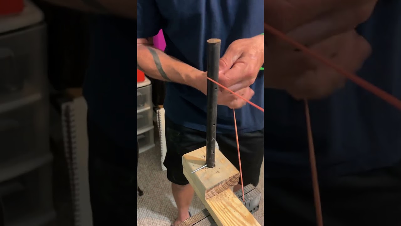 Securing a string  line to a stake 