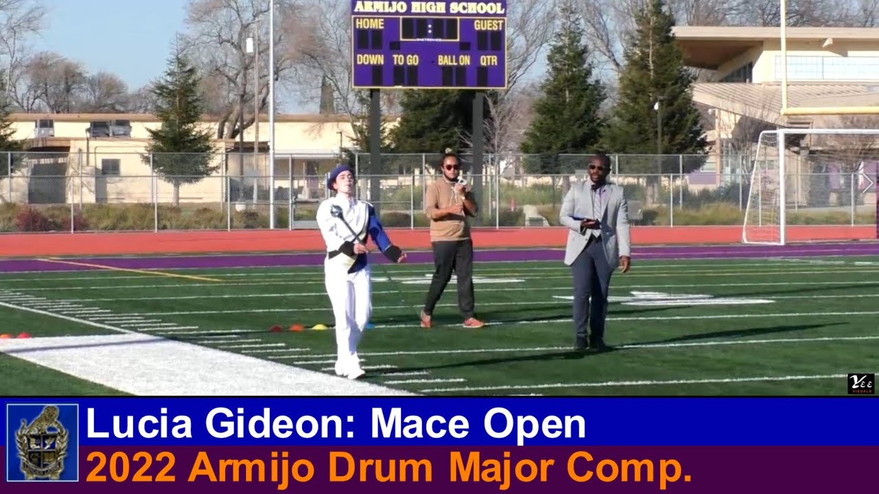 Lucia Gideon, Linden HS, 1st Place Mace Open at 2022 Armijo Drum Major Competition