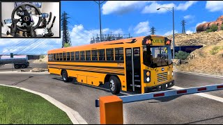 Legendary Blue Bird American School Bus - American Truck Simulator - Moza R9 Setup screenshot 5