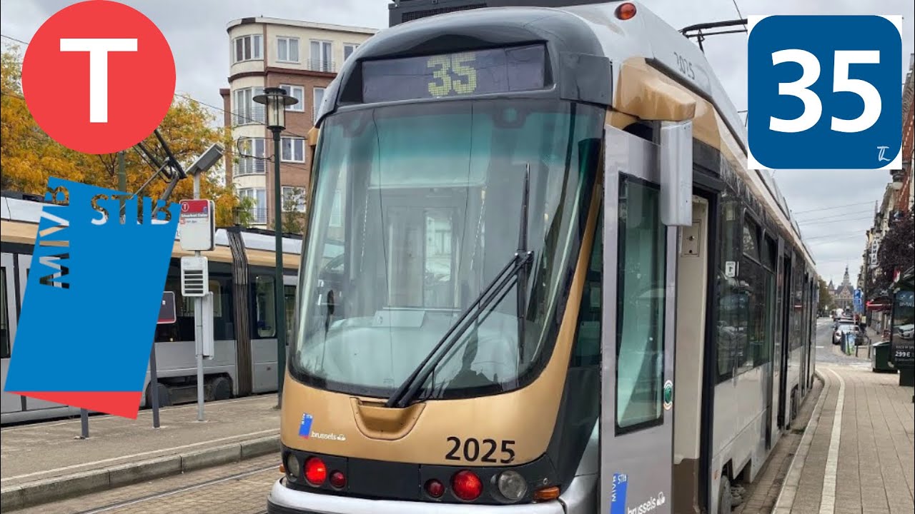 Stib : Trajet complet  de la ligne 35 en T2000 entre Schaerbeek gare et Esplanade (2025)