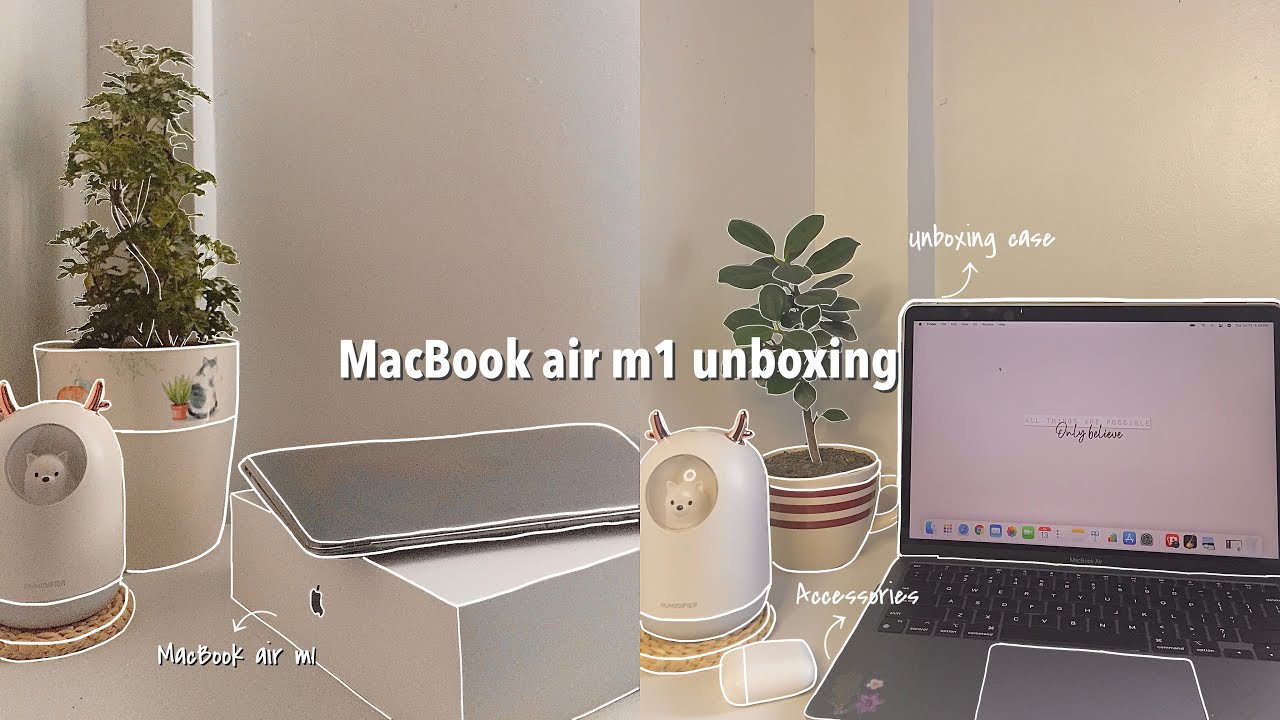 🌱✨macbook air m1 2020 unboxing (space gray) | accessories + case decoration💻