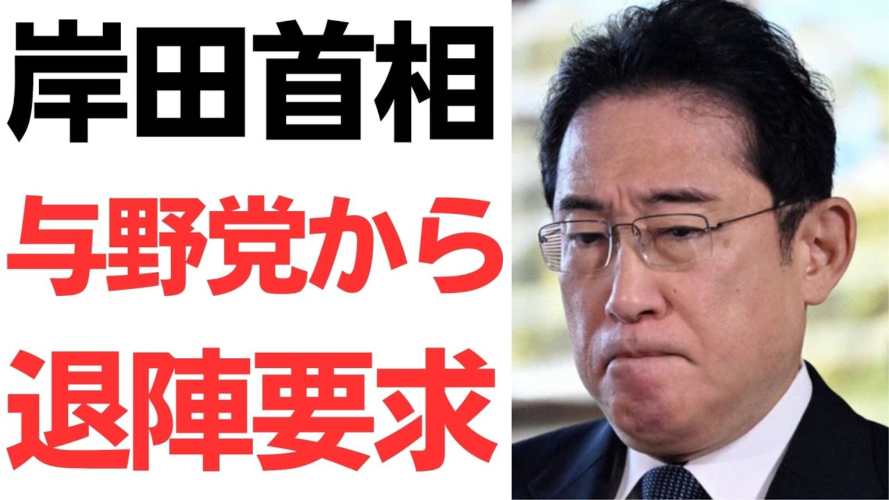岸田首相への与野党退陣要求を扱う動画のサムネイル