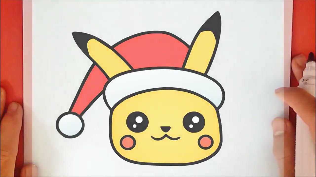 Como desenhar um pikachu fofo de natal 