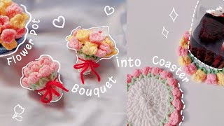 ♡ Crochet Flower Bouquets that turn into Coasters| Tulip & Lily of the Valley ♡