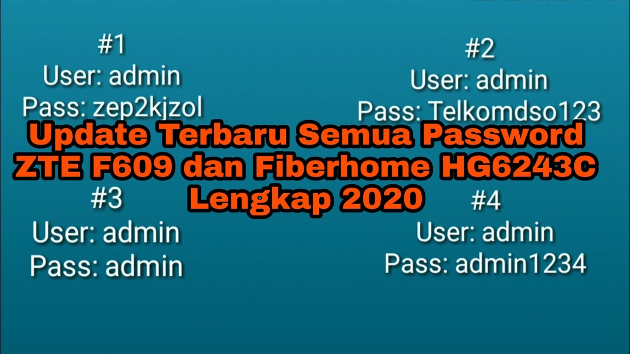 Update Terbaru Password Superadmin Superuser Modem Indihome Zte F609 Dan Fiberhome Hg6243c 2020 Youtube