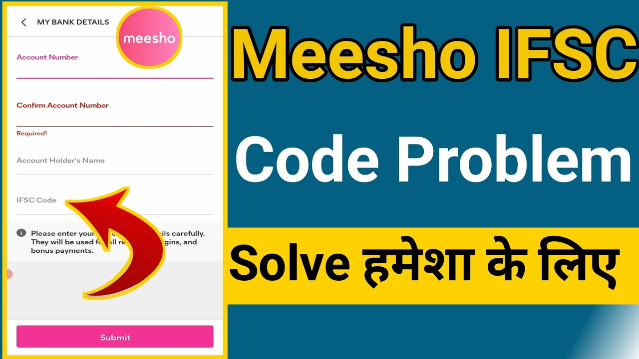 Meesho Ifsc Code Invalid Problem || Meesho Ifsc Code Problem 2022 - YouTube