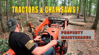 Yard Maintenance with Chainsaw & Tractor | Clearing and Cleanup Work