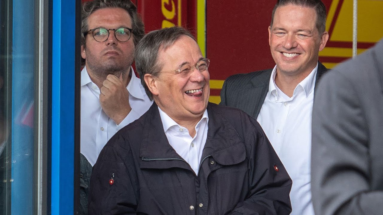 Politician caught laughing during speech mourning Germany flood victims