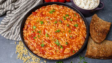 Manestra — Greek Orzo with Tomato Sauce