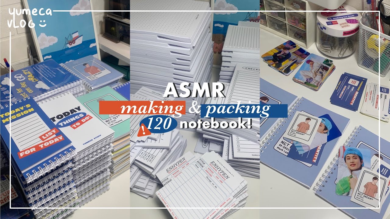 ASMR PACK & MAKE 120 NOTEBOOK FOR 1 HOUR | restock time, no music,real ...