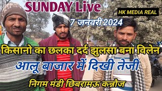 7 जनवरी 2024/ SUNDAY Live  आलू बाजार में दिखी तेजी आवक रही कम निगम मंडी छिबरामऊ कन्नौज Aalu ka bhav