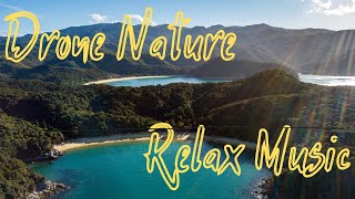 Drone video nature music relax, bird&#39;s-eye view video, beautiful music relax