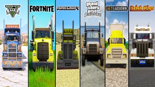 GTA 5 SEMI TRUCK VS FORTNITE VS MINECRAFT VS GTA SA VS TEARDOWN VS BRICK RIGS  WHICH IS BEST?