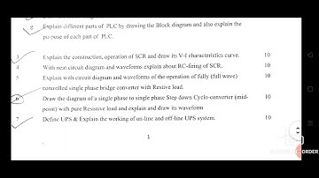 Power Electronics and PLC 5th sem.2022 quastion paper for Electronics and Electrical branch