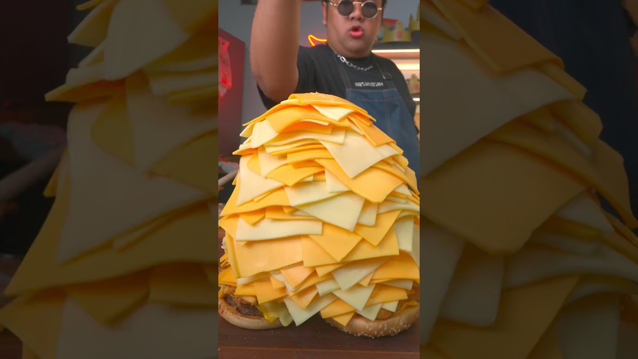 ใช้ชีส 1000 แผ่นทำเบอร์เกอร์ยักษ์ #shorts #food