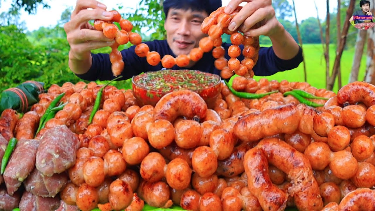ส้มเนื้อไส้กรอกอีสานแกล้มพริกผักสดแซ่บคักอีหลีครับพี่น้องMUKBANG EATING SHOW#โก้อีสานพาแดก 