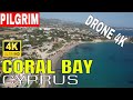 Coral Bay, Paphos, Cyprus. Drone. 4K. Коралова Затока, Кіпр.