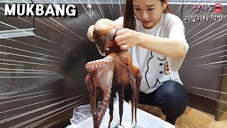 Real Mukbang :) Whopping big octopus 🐙how do you cook this??😱(ft.octopus ramen,soju)