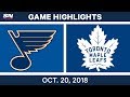 NHL Highlights | Blues vs. Maple Leafs - Oct. 20, 2018