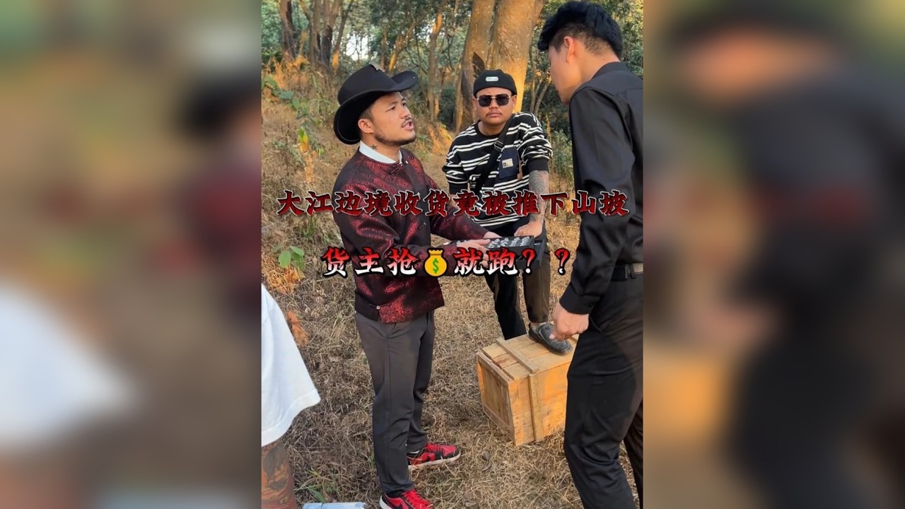 大江边境收货被推下山坡，货主抢q就跑？？