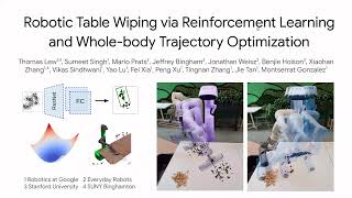 Robotic Table Wiping via Reinforcement Learning and Whole-body Trajectory Optimization