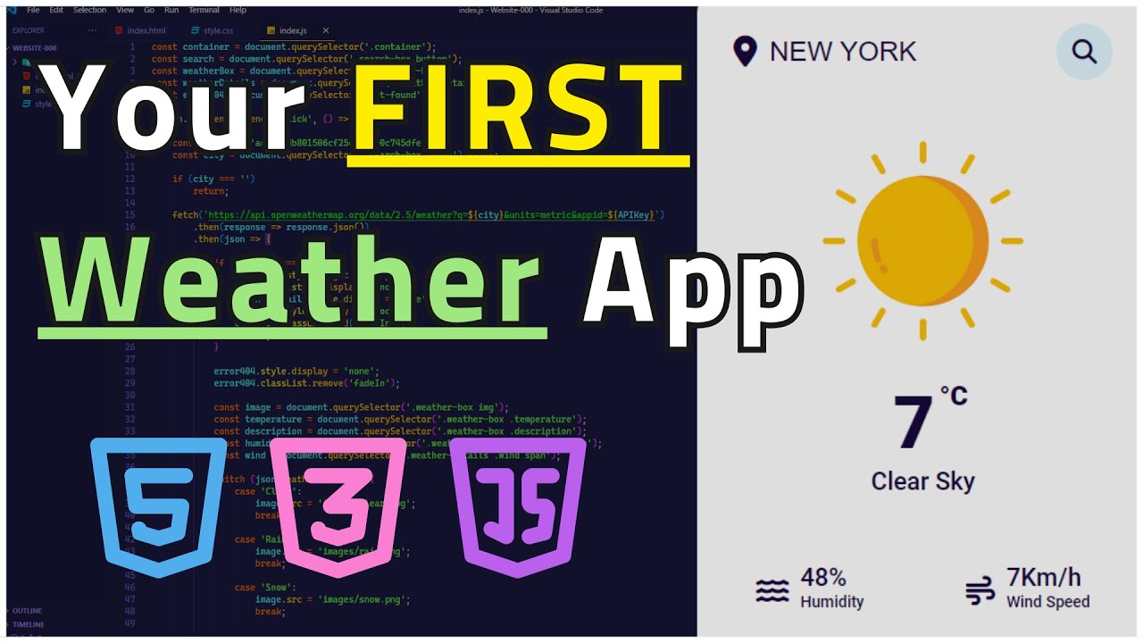Anas Prog - Create a weather app with HTML CSS JS. - YouTube