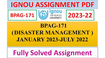 BPAG-171 SOLVED ASSIGNMENT JANUARY 2023- JULY 2022 SESSION IN ENGLISH MEDIUM | IGNOU