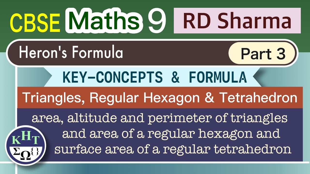 CBSE Maths 9 RD Sharma Numerical | Herons Formula | Part 3 | Area Perimeter of Triangles