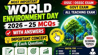 🔥Environment Day 2026 Most Important MCQ 🌍 | OSSC OSSSC RI ARI Amin ICDS Jr Clerk Teaching Exam GK